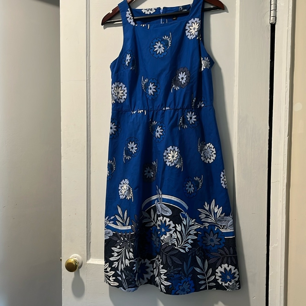 ANN TAYLOR PETITE ROYAL BLUE FLORAL SUNDRESS 10P